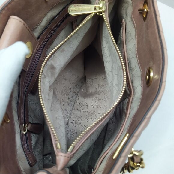 Michael Kors Brown Leather Chevron Quilted Chain Straps Shoulder Bag - Picture 13 of 13